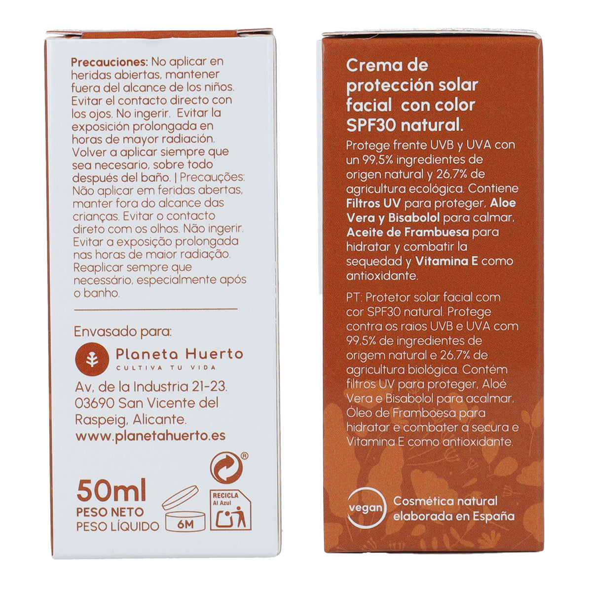 Krem ochronny do twarzy z filtrem przeciwsłonecznym 100% mineralny SPF30 Planeta Huerto 50 ml