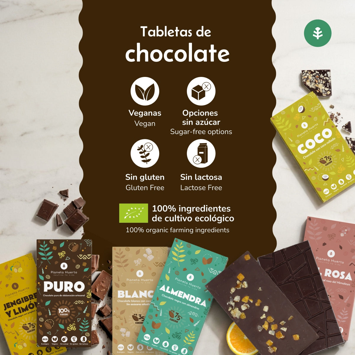 Tabliczka ciemnej czekolady 85% ECO Planeta Huerto 70 g