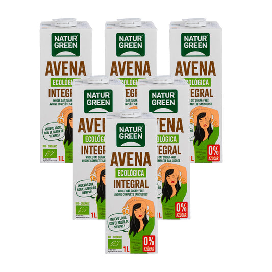 Zestaw 6 szt. Napój z pełnego ziarna owsa 0% cukru Bio NaturGreen 1 l