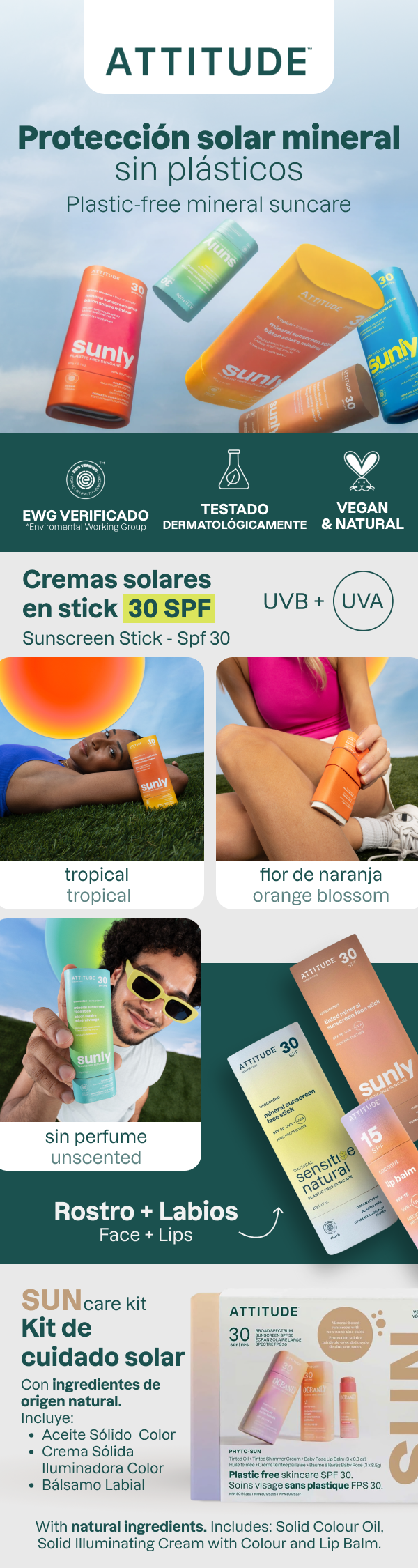 Oceanly - PHYTO-SUN Balsam do ust z kolorem SPF 30 - Terakota, Attitude, 8,5 g