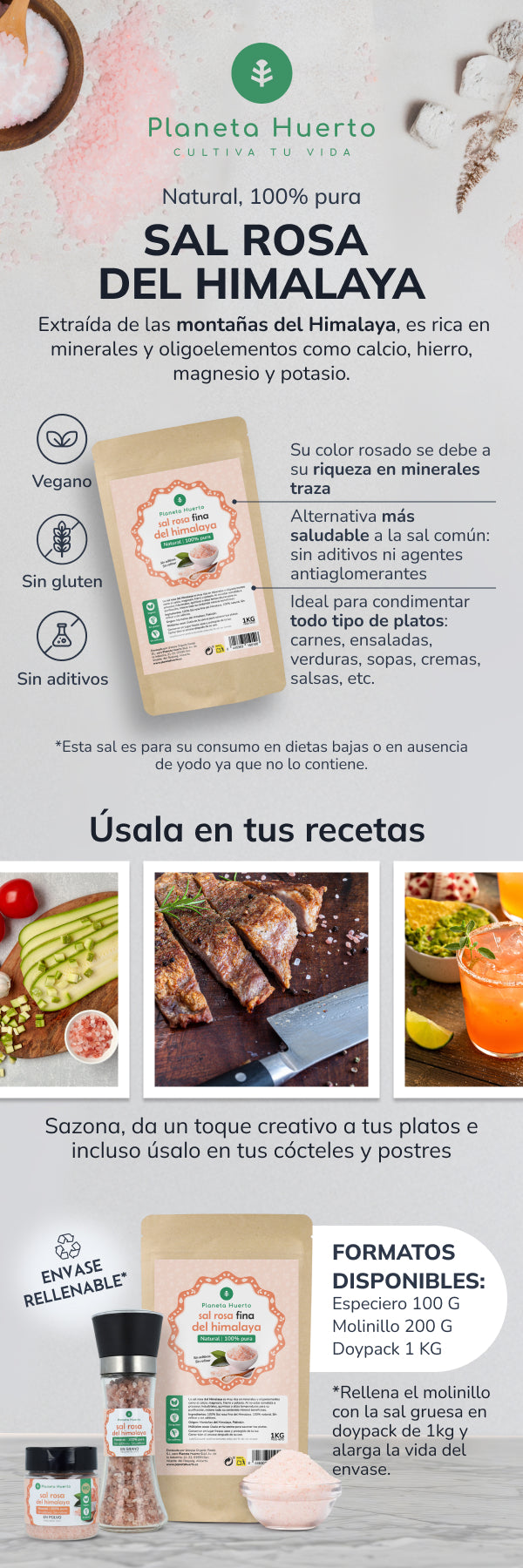 Młynek do różowej soli ECO Planeta Huerto 200g