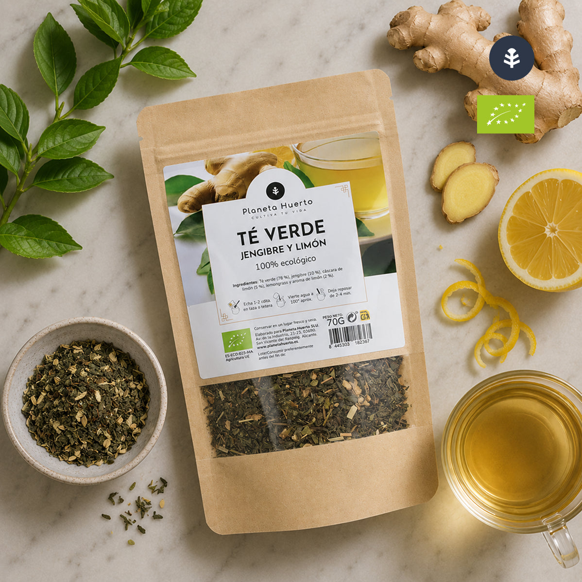 Zielona herbata imbir i cytryna ECO Planeta Huerto 70g