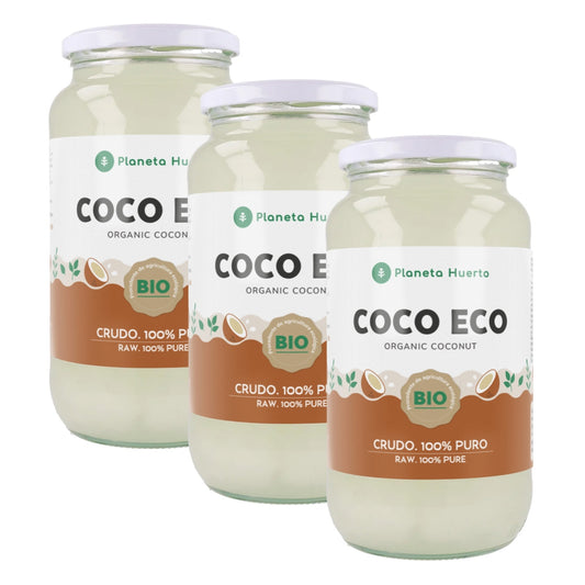 Opakowanie 3x Olej kokosowy z pierwszego tłoczenia ECO Planeta Huerto 1L