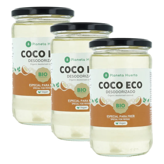 Opakowanie 3xOrganiczny dezodorowany olej kokosowy ECO Planeta Huerto 500 ml