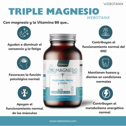 Potrójny magnez (bisglicynian, jabłczan i cytrynian) Vegan Formula, WeBotanix, 120 kapsułek