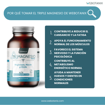 Potrójny magnez (bisglicynian, jabłczan i cytrynian) Vegan Formula, WeBotanix, 120 kapsułek
